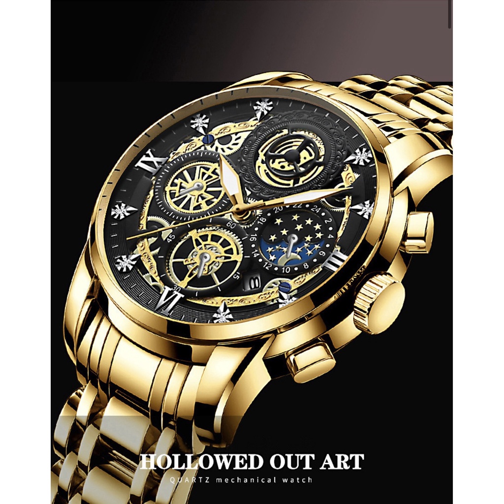 Đồng hồ nam FNGEEN F22 mặt tròn có lịch ngày dây thép không gỉ