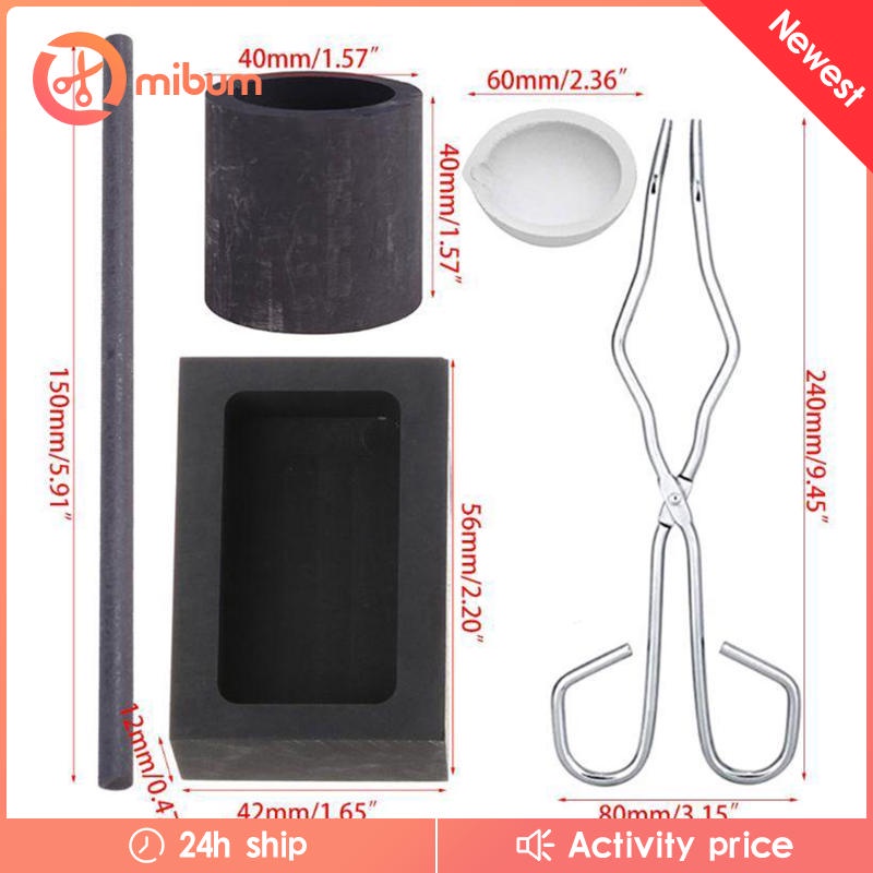 Bộ 5 khuôn đúc nung thỏi graphite/vàng/bạc/đồng/kim loại nóng chảy có độ tinh khiết cao