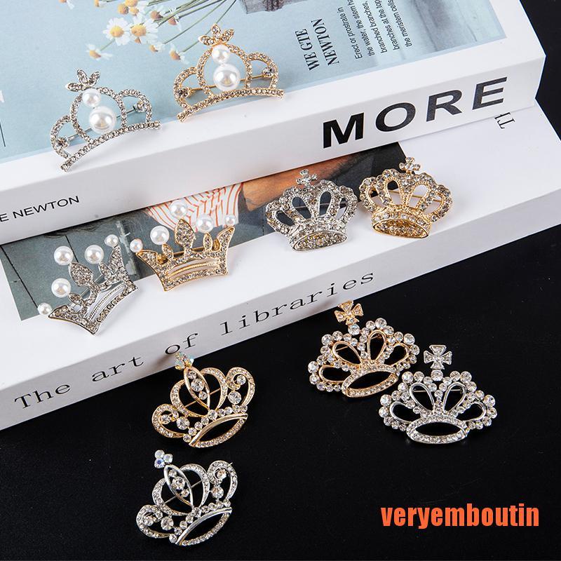 Ghim Cài Áo Hình Vương Miện Đính Đá Thời Trang