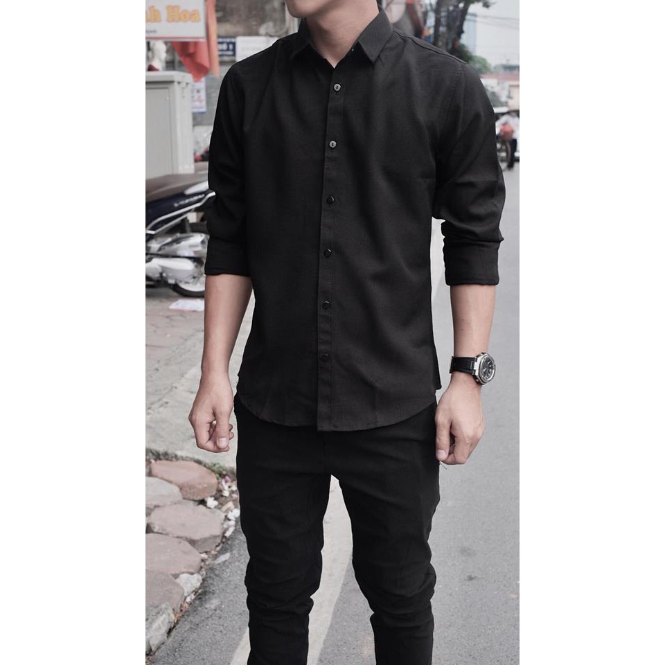Áo Sơ Mi Nam Trắng Trơn Dài Tay Ôm Sát Người | BigBuy360 - bigbuy360.vn