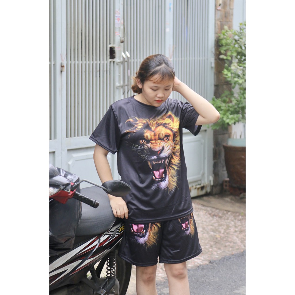 ⚡️xả kho giá sốc⚡️ bộ thể thao in hình sư tử 3D Hoạt Hình, sét đồ cặp đôi mặc nhà thun lạnh mát in ép nhiệt cao cấp SL