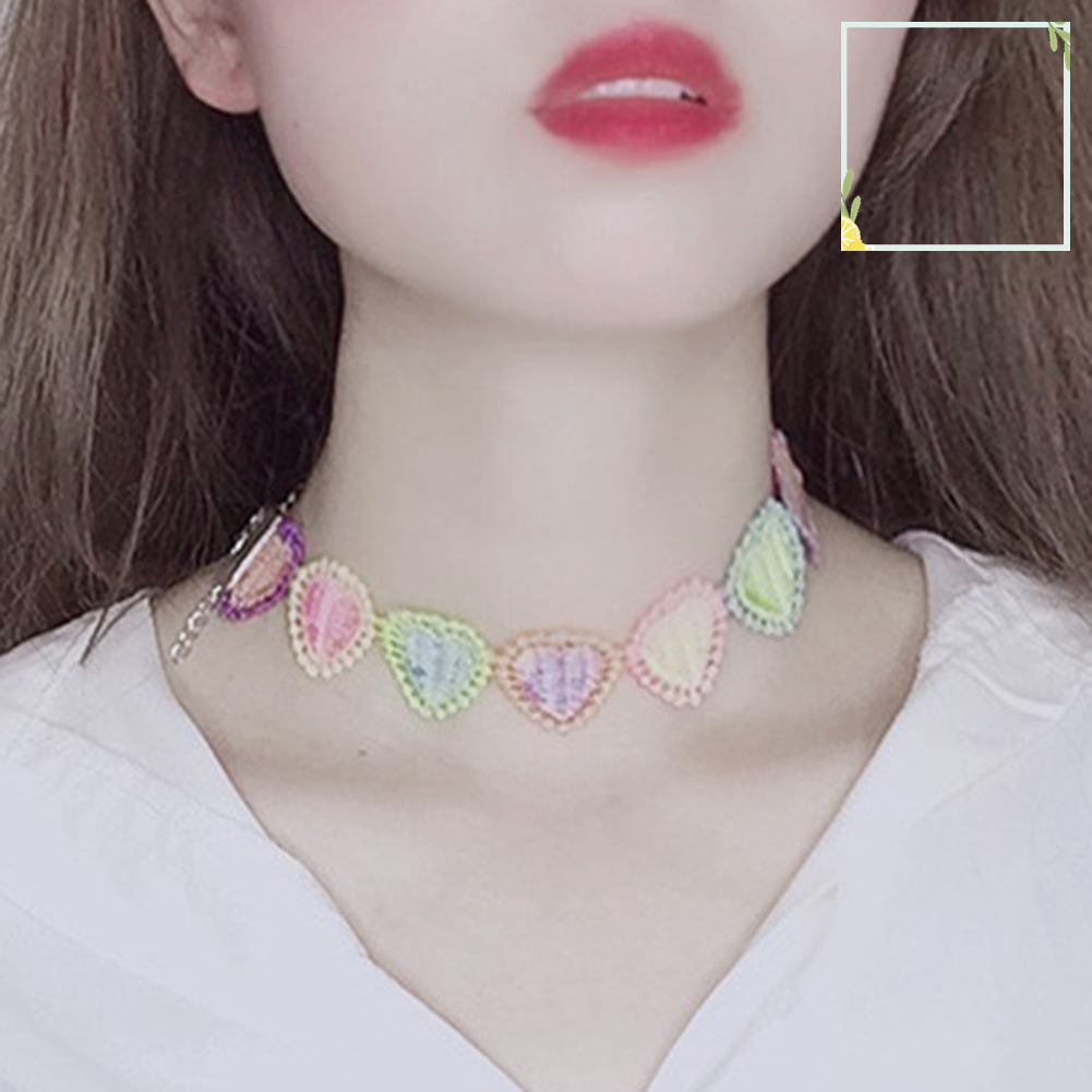 Vòng Cổ Choker Thêu Hình Trái Tim / Bông Hoa / Bướm Nhiều Màu Ngọt Ngào Cho Nữ