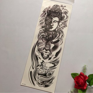 Hình xăm dán cao cấp kín tay mặt quỉ thiện ác 17x48cm- tặng bắp tay 15x21cm khi mua từ 2 tấm kín tay bất kì