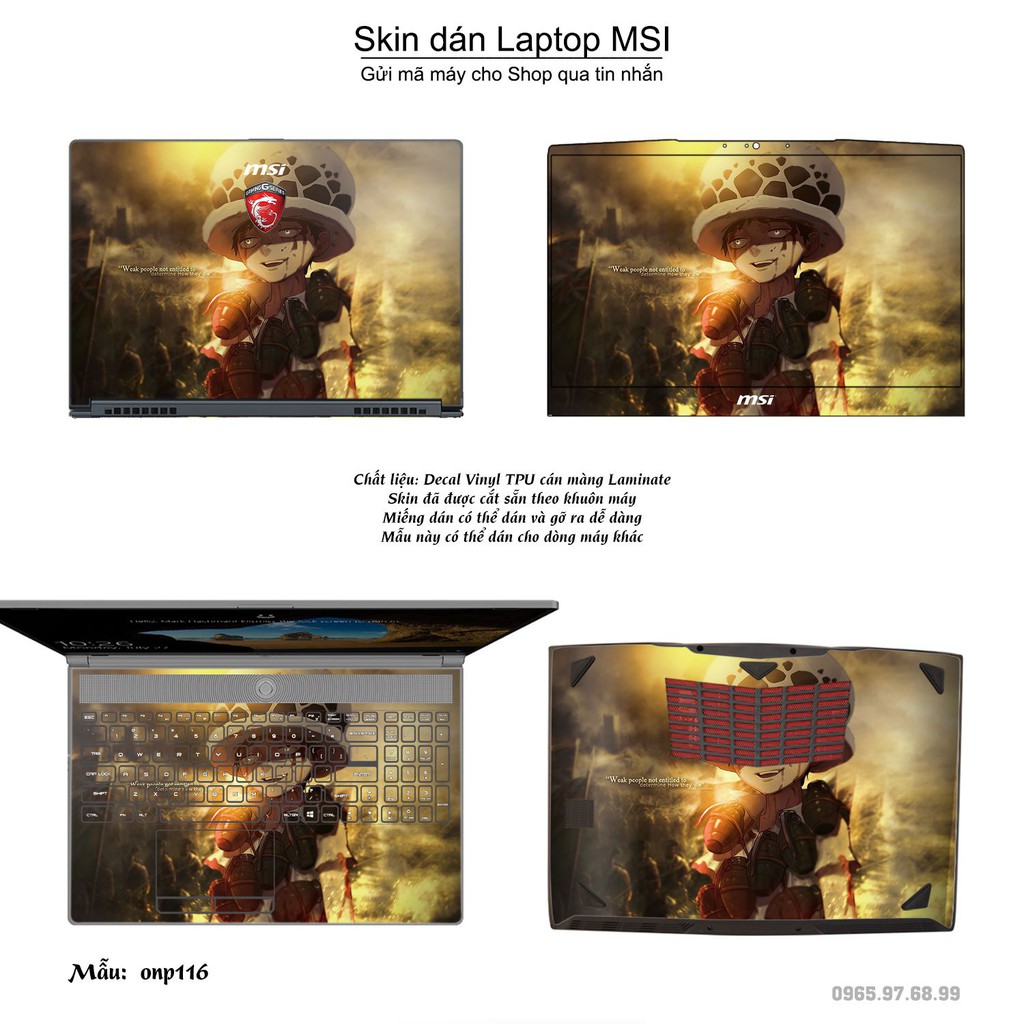 Skin dán Laptop MSI in hình One Piece nhiều mẫu 12 (inbox mã máy cho Shop)