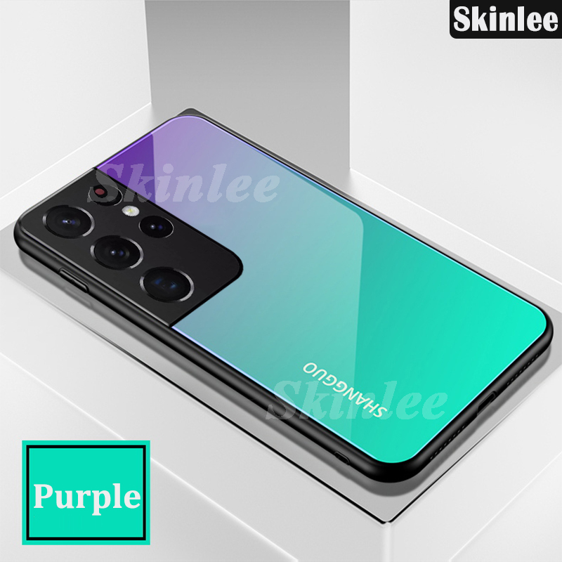 Ốp Lưng Kính Cường Lực Màu Gradient Cho Samsung Galaxy S21 Ultra S21 + Samsung S21 Plus