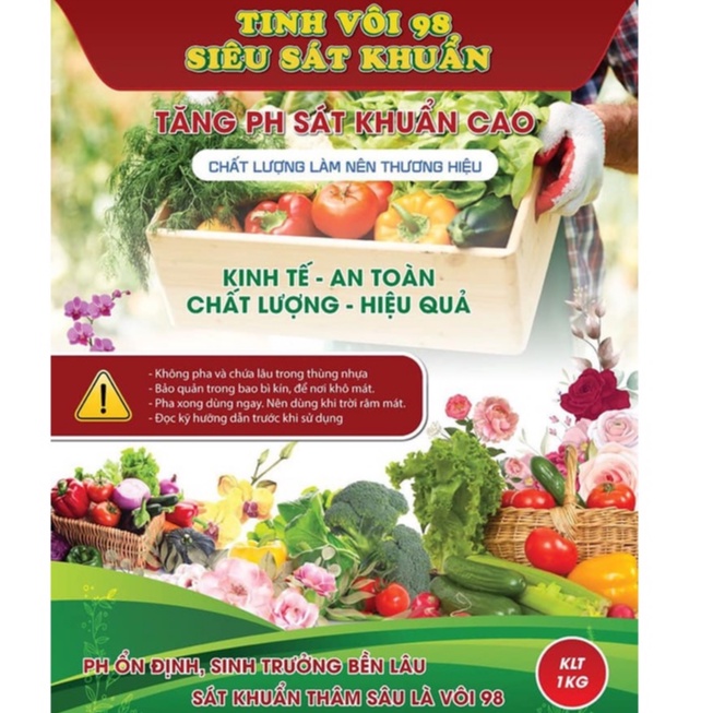 1kg Vôi tinh 98% siêu sát khuẩn, hạ phèn, khử chua