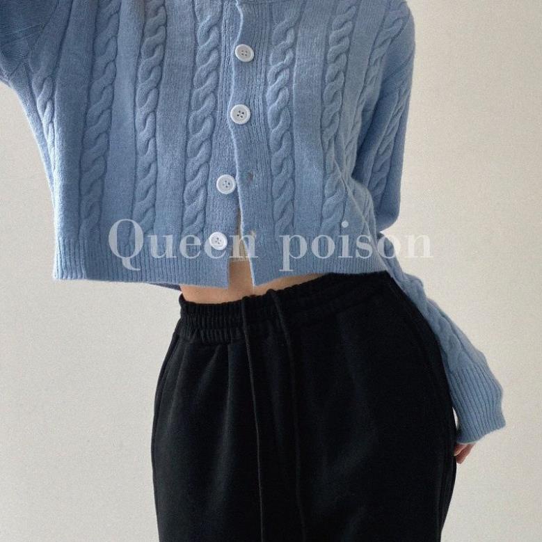 Áo len cadigan cổ tròn tay dài dáng croptop ôm đẹp hot 2022