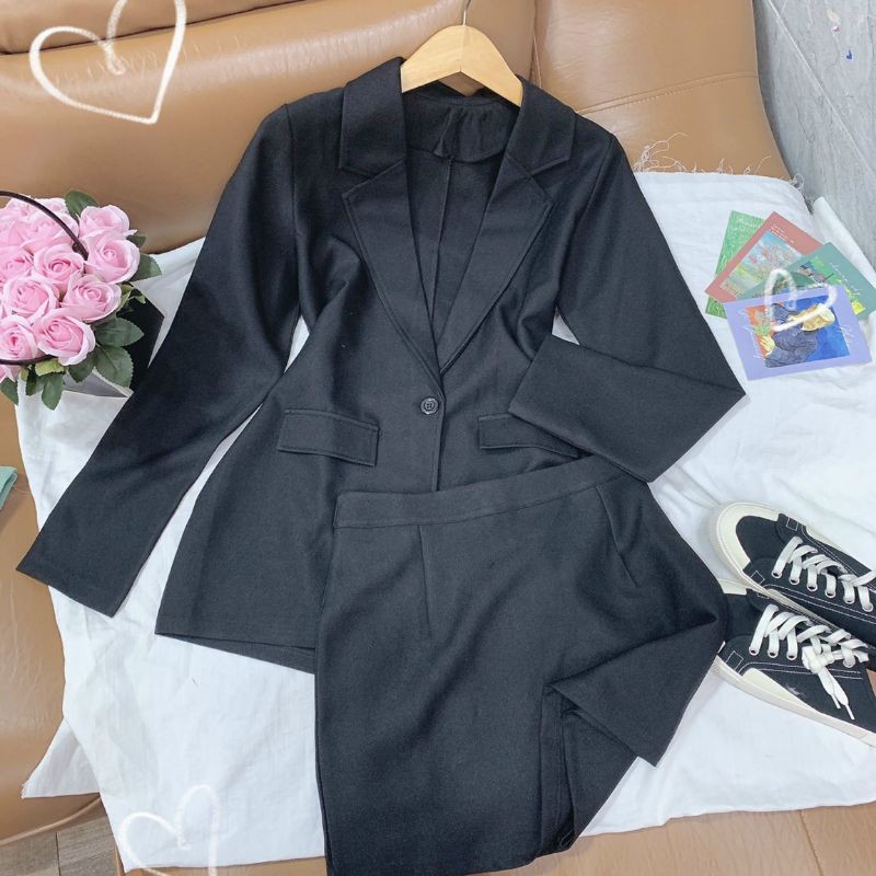 set 2 món khoác blazer + chân váy mã 1903