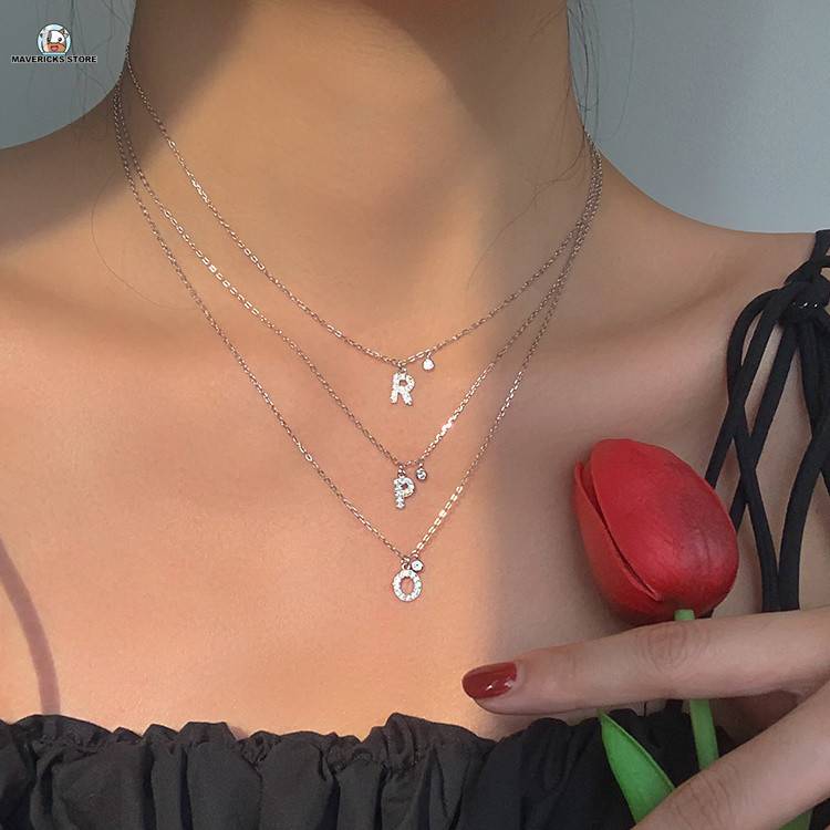 Vòng cổ hợp kim gắn hình 26 chữ cái alphabet bắt mắt