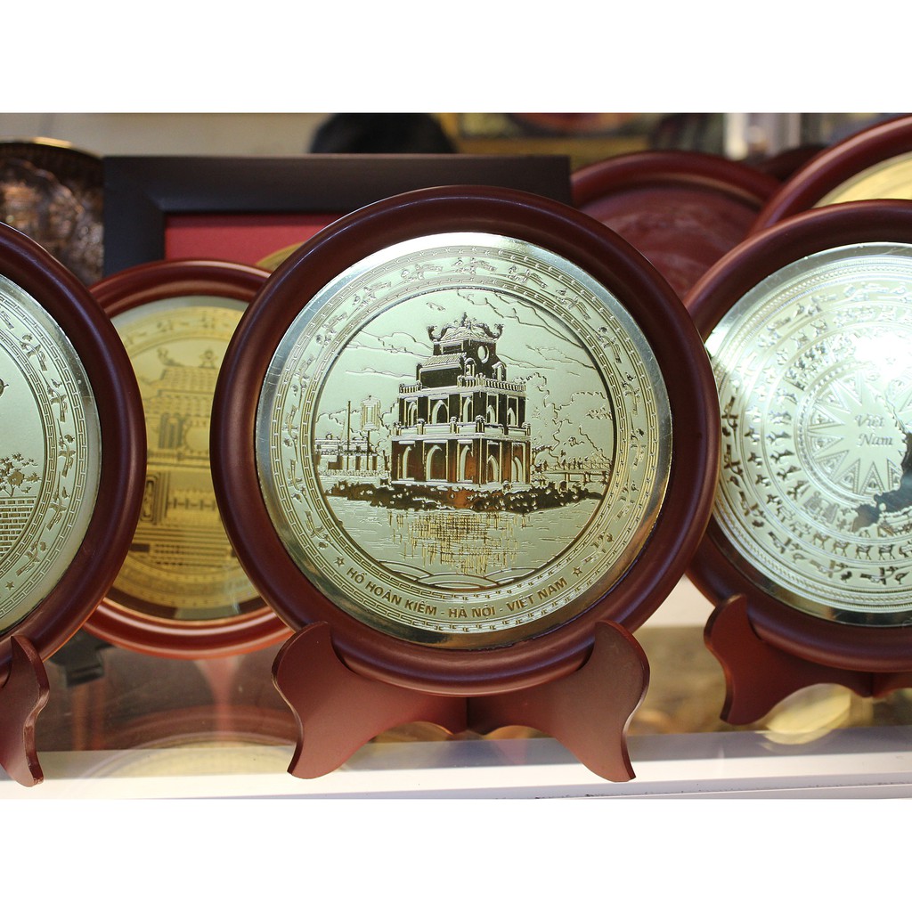 Đĩa đồng Tháp Rùa làm quà tặng để bàn làm việc
