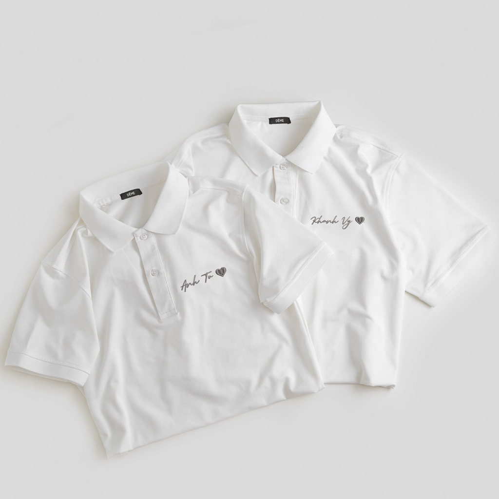 ÁO ĐÔI NAM NỮ THÊU THEO YÊU CẦU, ÁO POLO ĐÔI THÊU RIÊNG BIỆT, CHẤT LIỆU COTTON BỀN ĐẸP