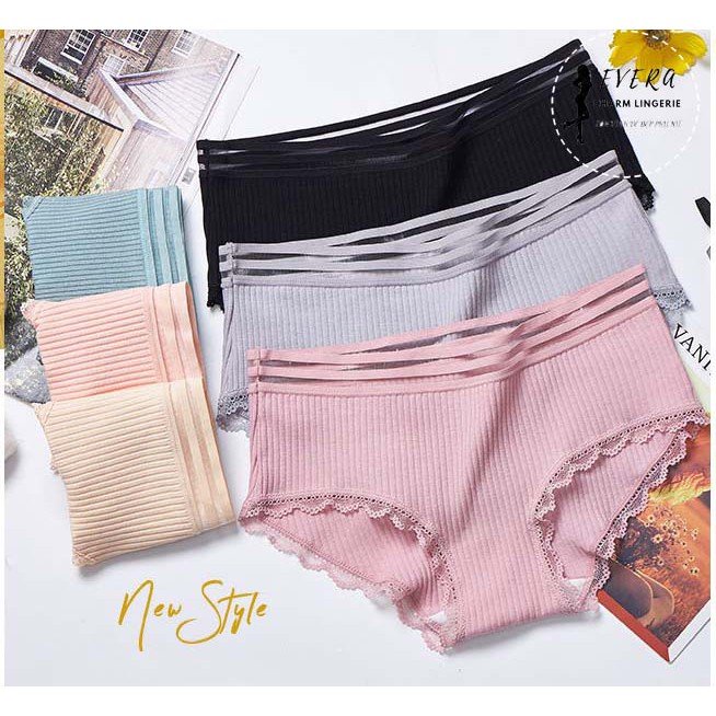 Quần Lót Nữ Cotton gân tăm viền ren kháng khuẩn sexy điệu đà - QL Tăm Phối Ren