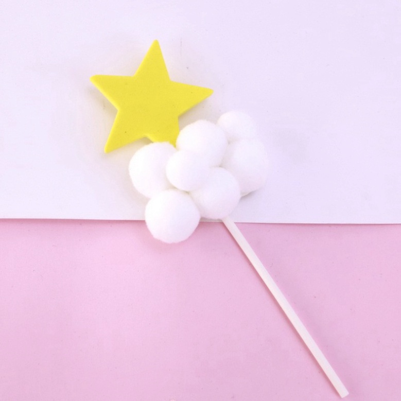 Topper cắm mây trăng, mây sao trang trí bánh kem, trang trí bánh sinh nhật