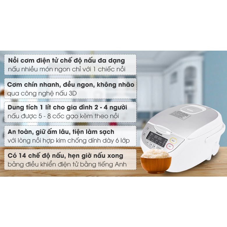 SR-CP108NRA - Nồi cơm điện tử Panasonic 1 lít SR-CP108NRA- Hàng chính hãng - Smart House