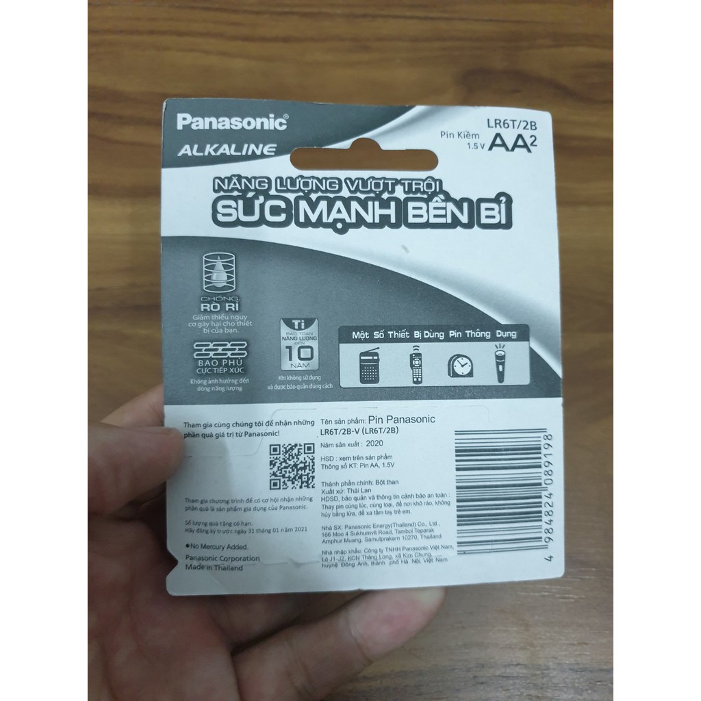 Pin Panasonic Alkaline AA / AAA Vỉ 2 Viên (LR6T/2B-V), chính hãng - Điện gia dụng Hoàng Kim