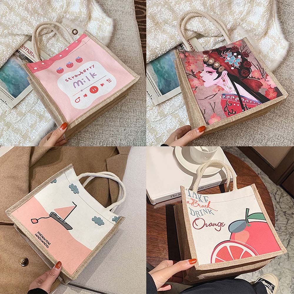 Túi Xách Tay Đựng Hộp Cơm Trưa Bằng Vải Canvas Phong Cách Nhật Hàn Sáng Tạo Dành Cho Nữ Sinh