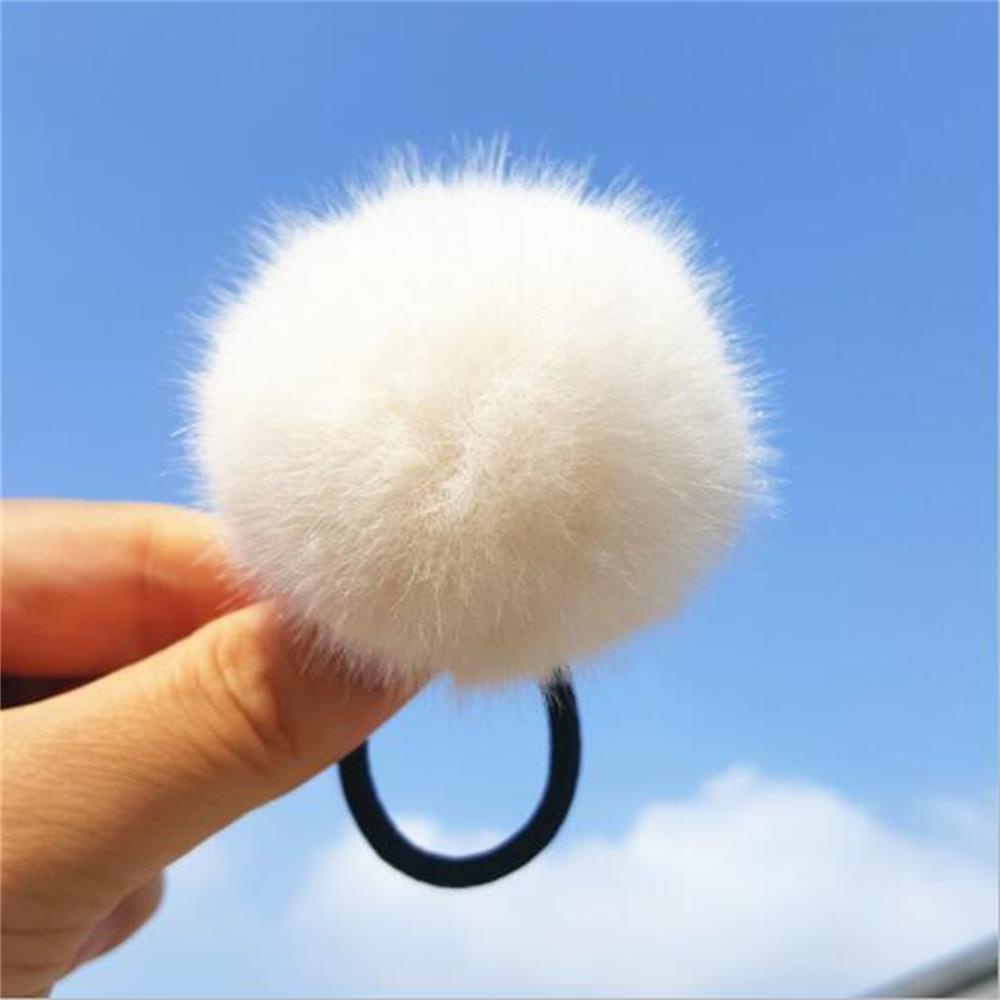 Dây Cột Tóc Màu Khaki / Đỏ Đính Bóng Lông Thời Trang Thu Đông