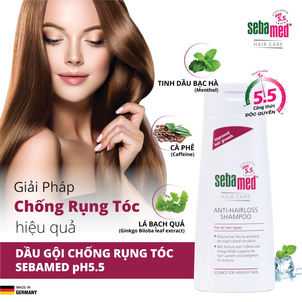 Dầu gội ngăn ngừa rụng tóc Sebamed Hair Care Anti-Hairloss Shampoo pH5.5 (200ml)