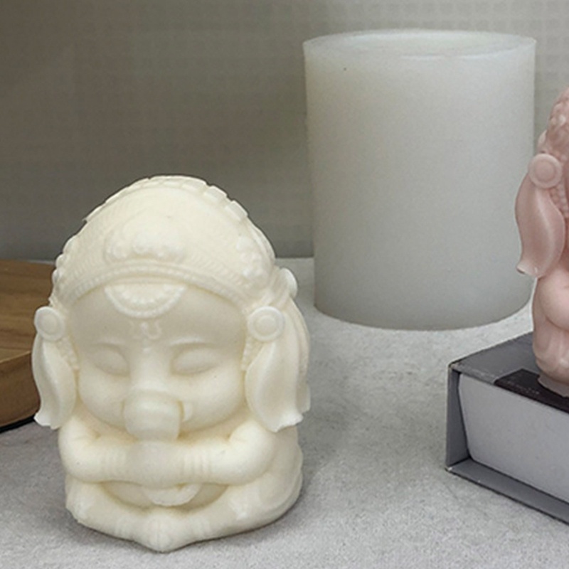 Khuôn Silicone Tạo Hình Làm Xà Phòng / Nến Hình Hindu Ganesh 3D DIY