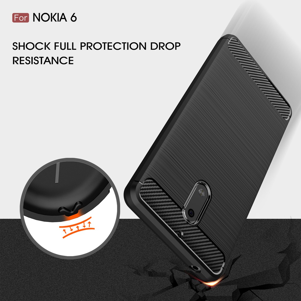 Ốp lưng TPU mềm sợi carbon cho Nokia 6 (2017)/Nokia 6 (2018)