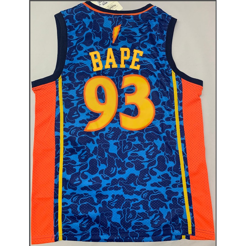 Áo bóng rổ NBA Jersey Warriors x BAPE No.93 họa tiết rằn ri cổ điển có size lớn