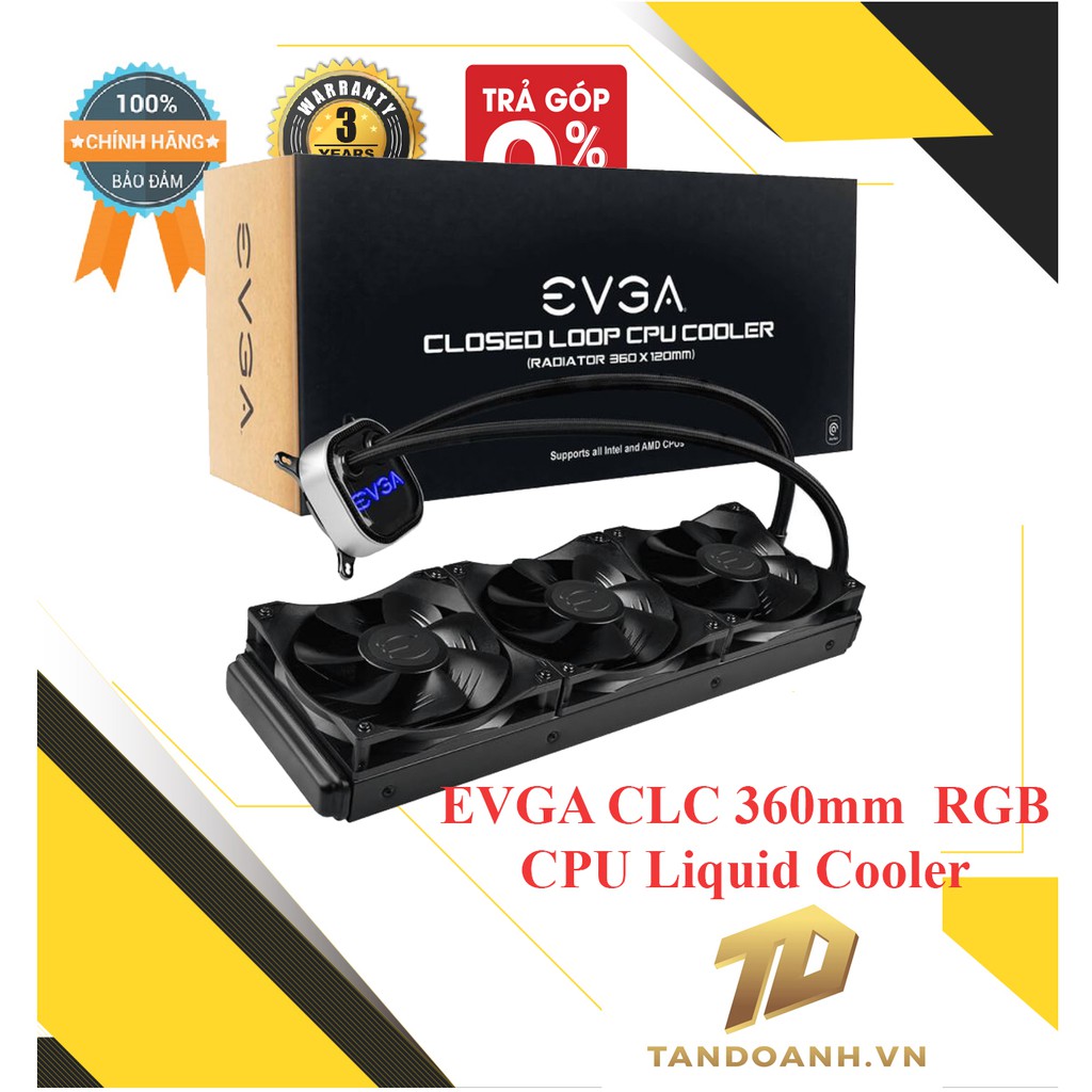 [Mã SKAMAP6 giảm 8% đơn 250k]Tản nhiệt nước EVGA CLC 360mm All-In-One RGB LED CPU Liquid Cooler – 3x FX12 120mm PWM Fans