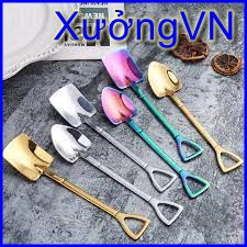 Muỗng thìa hình chiềc xẻng cán dài nhiều màu bằng inox cao cấp