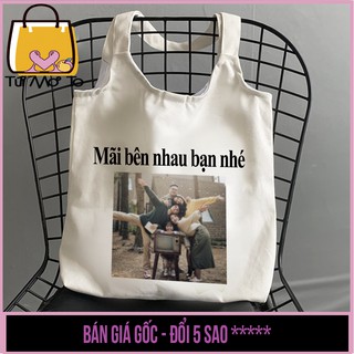 Túi tote THEO YÊU CẦU túi vải túi canvas quai tròn có khóa kéo - Túi Mơ to store