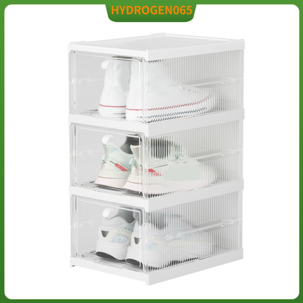 Hộp đựng giày trong suốt Bằng nhựa chống bụi có thể gập lại được Bộ tổ chức kết hợp xếp chồng lên nhau cho phòng ngủ tại nhà Hydrogen065
