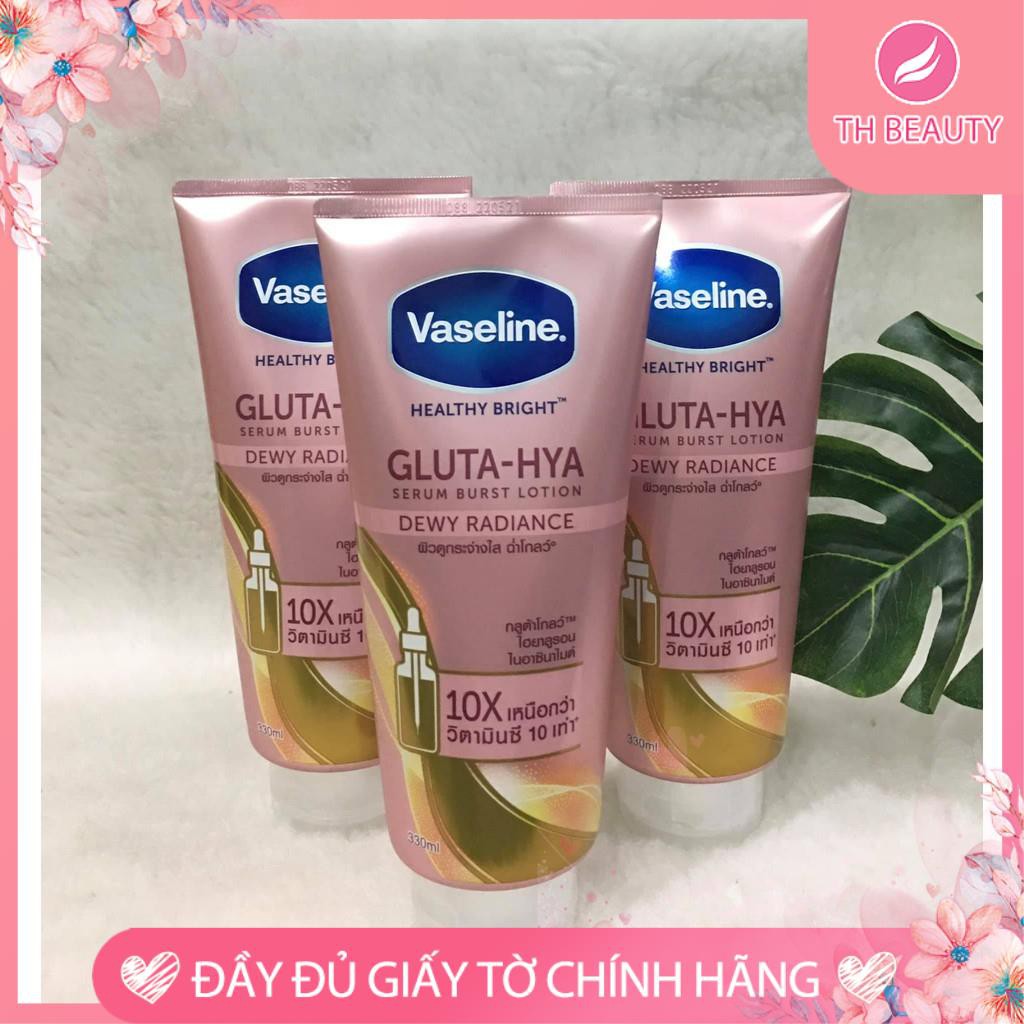 &lt;THẬT 100%&gt; Sữa Dưỡng Thể Vaseline Healthy Bright Gluta HYA Serum 10X Thái Lan 330ml