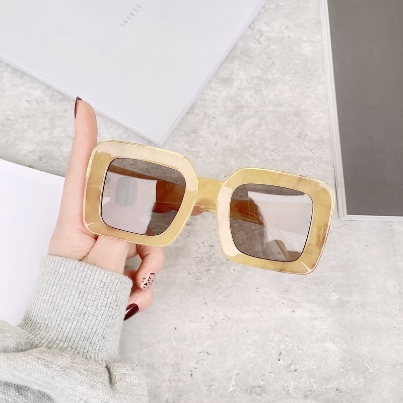 Kính Mát Gọng Vuông Kim Loại Chống Nắng Phong Cách Thời Trang Phương Tây