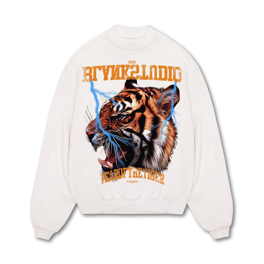 BLANK | Áo Sweater 2022 Tay Dài Unisex - Đen/Trắng Cổ Tròn