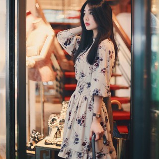 Váy hoa lụa hàn quốc váy tiểu thư điệu đà dễ thương VAY2