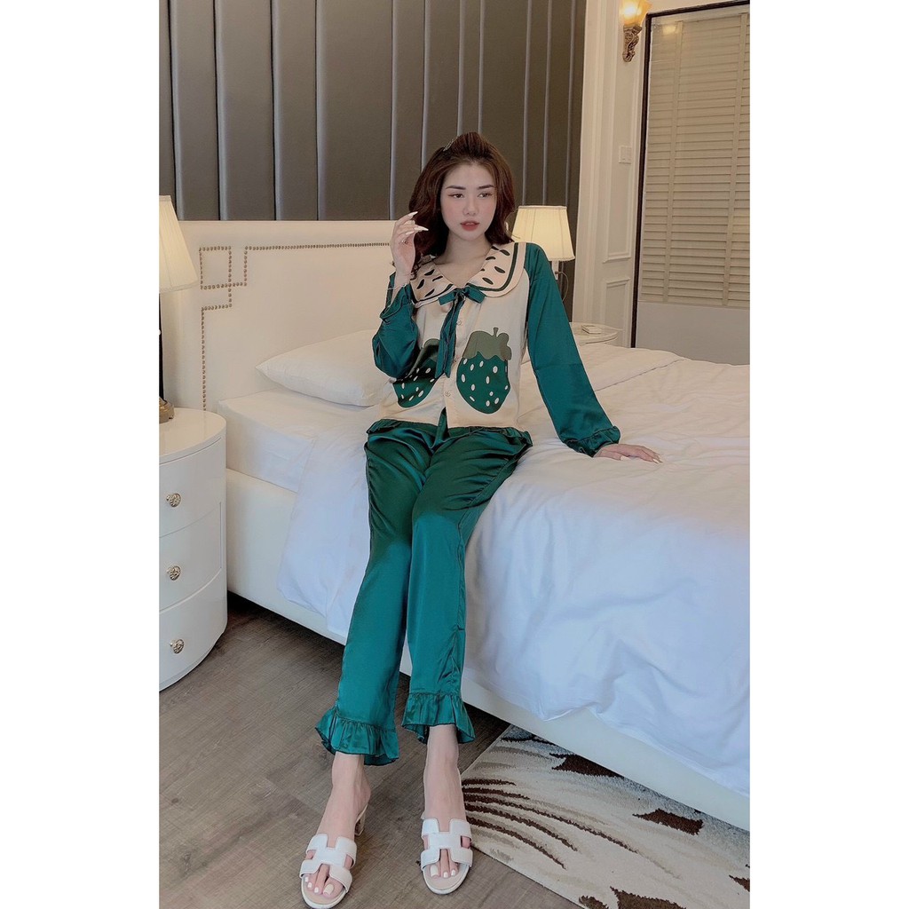 Pijama Lụa SATIN, LATIN nhà SAM Tay dài quần dài Form dưới 60 kí