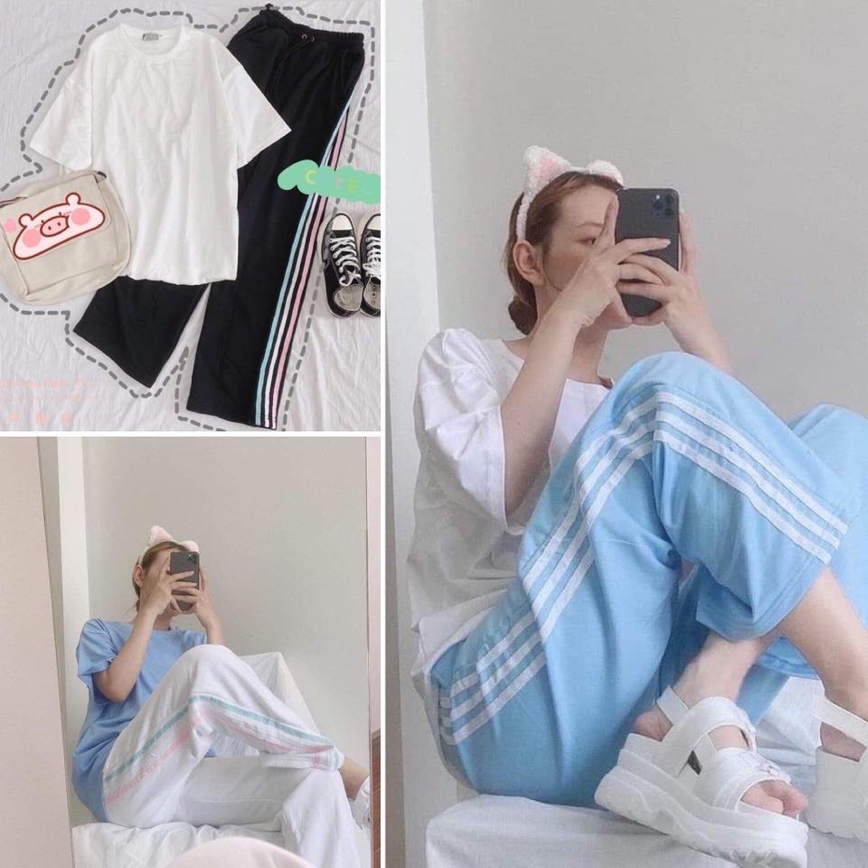 Quần dài unisex sọc 3 LINE COLOR chất thun - quần dài thể thao nam nữ cực xinh (Sỉ từ 5sp bất kì) QQ45