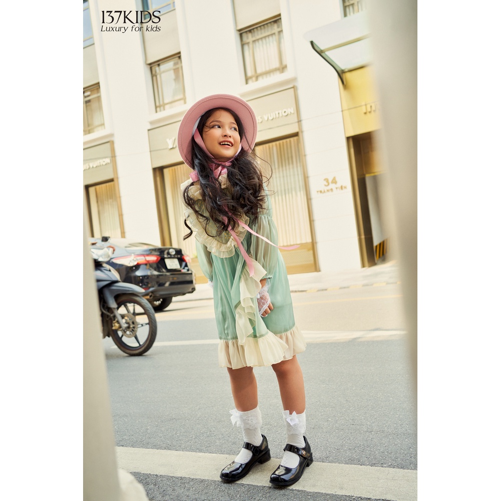 Váy công chúa Anna dài tay 137Kids thiết kế cổ bèo xinh xắn cho bé gái