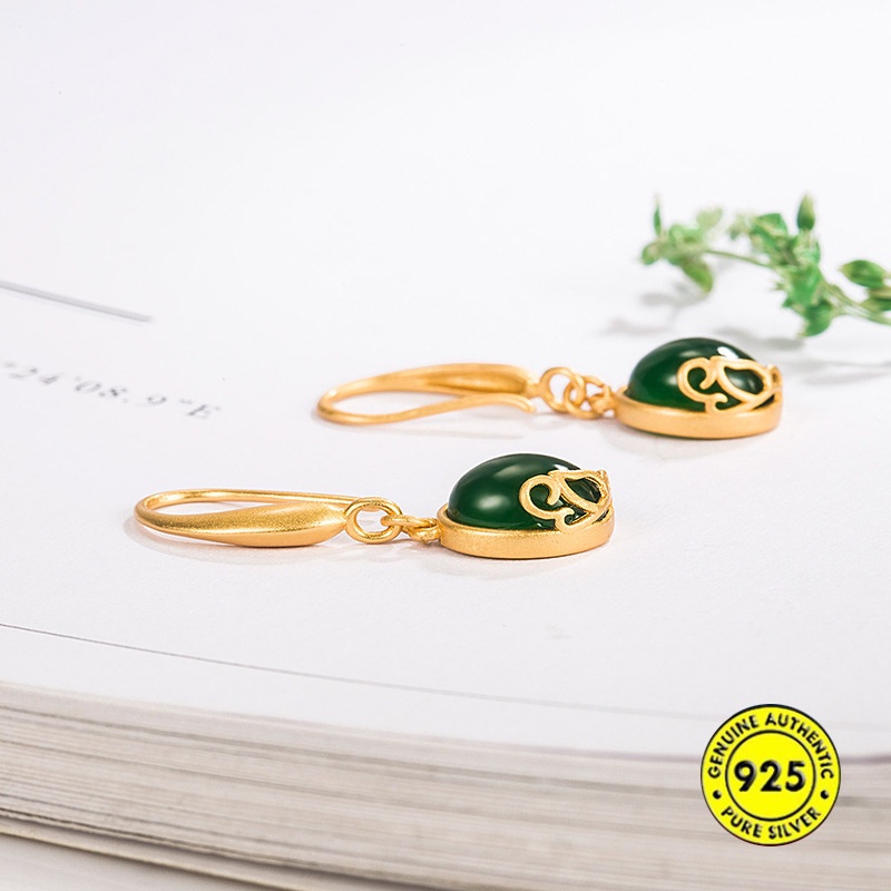 Bông Tai Mạ Bạc 925 Phong Cách Retro Trung Hoa