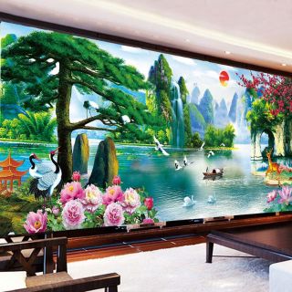 Tranh thêu phong cảnh tuyệt đẹp non nước hữu tình kt 235x103 và 180x80