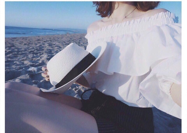 ÁO BẸT VAI TRẮNG ĐI BIỂN / ÁO ĐI BIỂN ẢNH THẬT / BỆT VAI M14