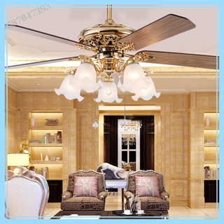 Quạt Đèn - Quạt Trần Đèn - Quạt đèn chùm CIZOMI cánh gỗ phong cách cổ điển - Tặng kèm bóng LED chuyên dụng