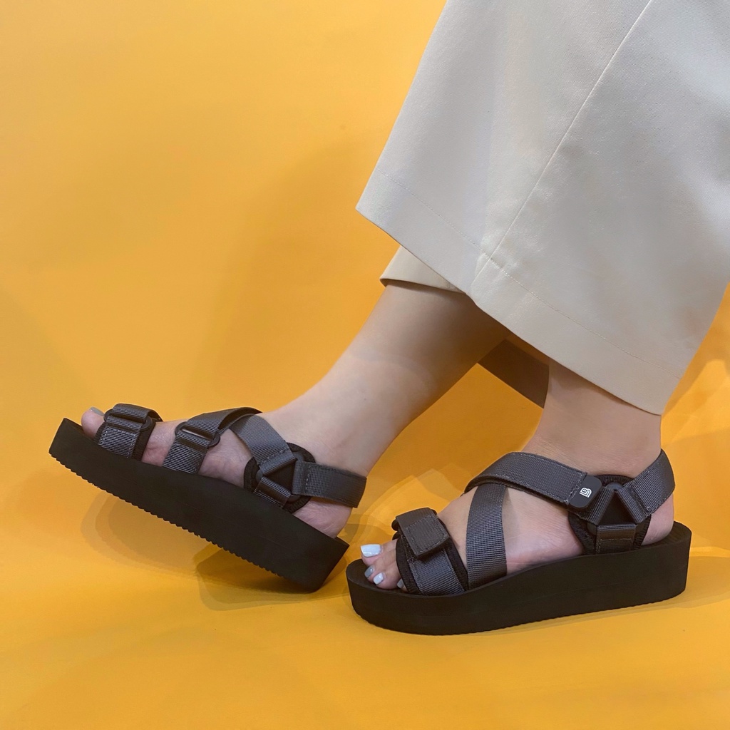 Giày Sandal Nữ The BiLy Quai Chéo Đôi Dây Dù Đế Eva Siêu Êm Nhẹ Cao 3cm - BL02W