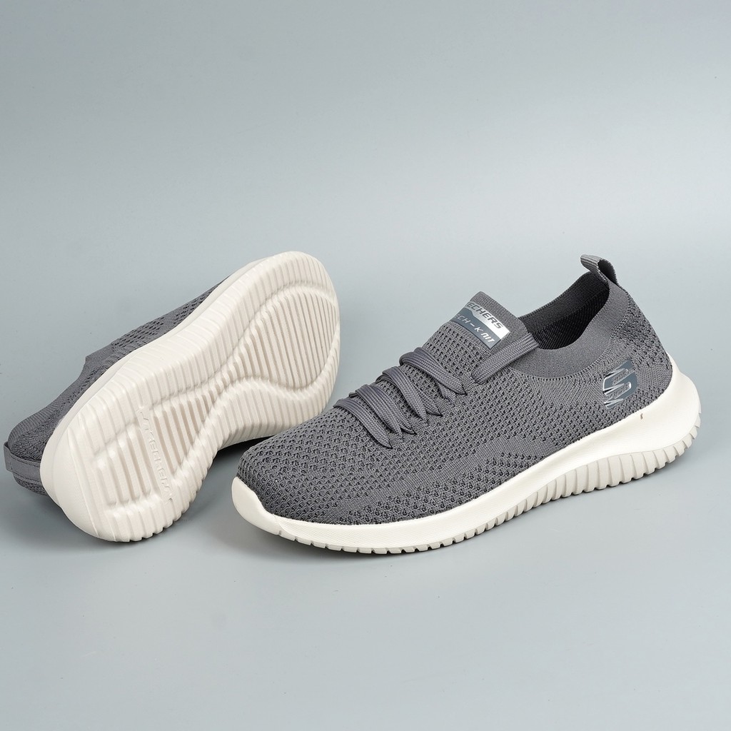 GIÀY SKECHERS NỮ CỔ CHUN DÂY BUỘC KNIT 2019 - GHI XÁM