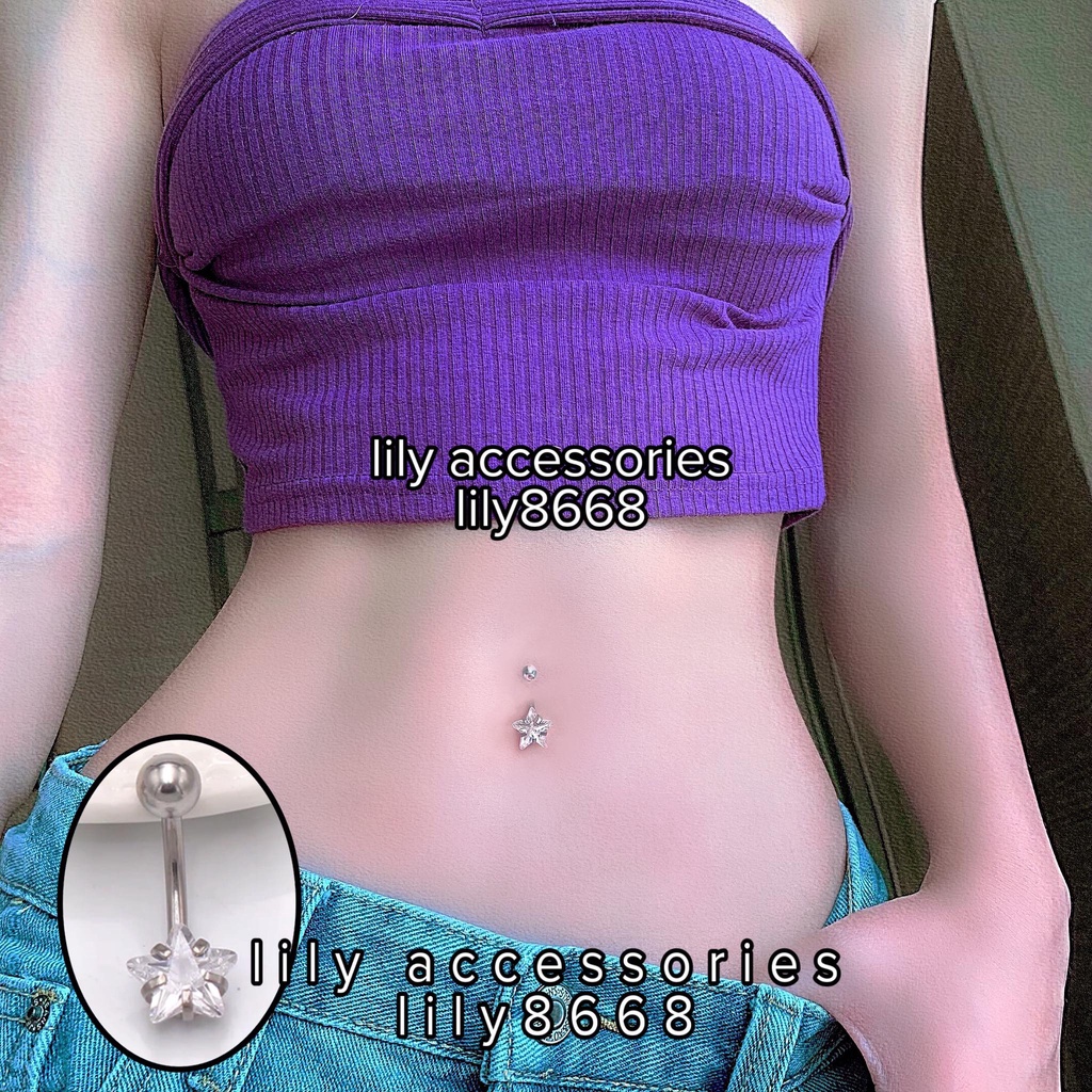 khuyên rốn hình ngôi sao không gỉ