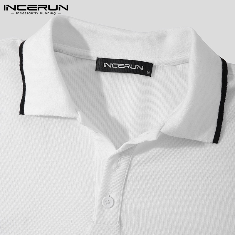 Áo thun polo INCERUN tay ngắn có 3 màu đơn giản thời trang cho nam