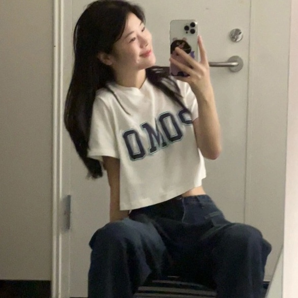 Áo thun ZHELIHANGFEI tay ngắn in chữ thời trang trẻ trung