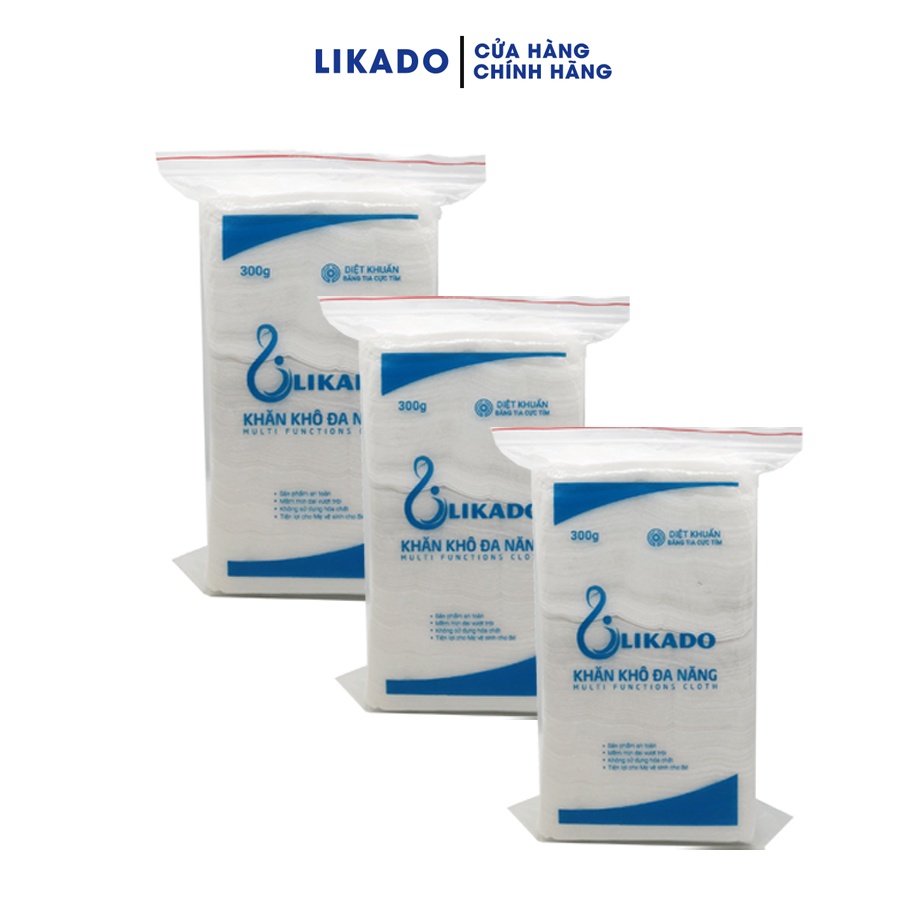 Khăn khô đa năng likado 300g kích thước 14x20cm SET 3 GÓI