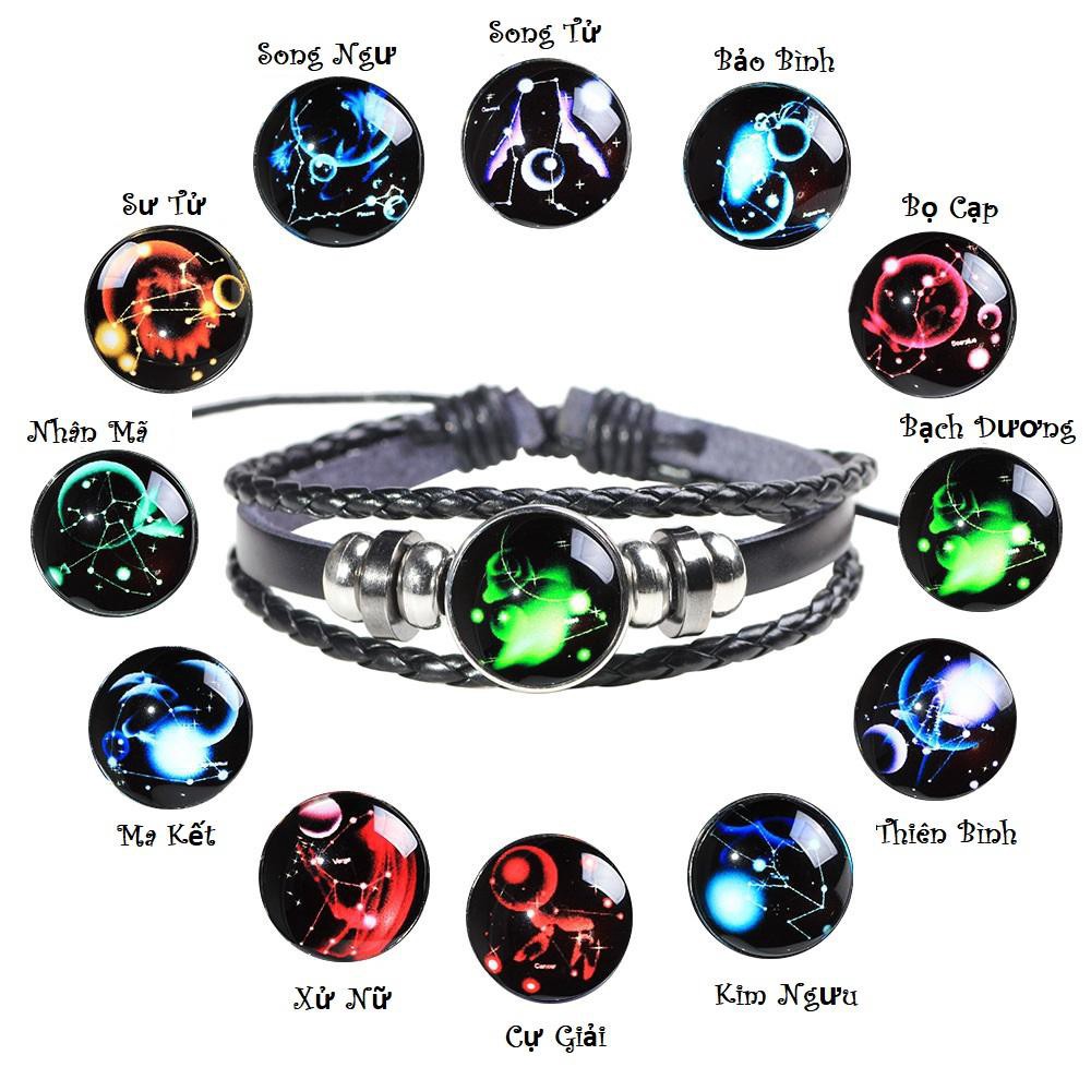 Vòng Tay Da Handmade 12 Cung Hoàng Đạo - Mật Ngữ 12 Chòm Sao - Zodiac Bracelet