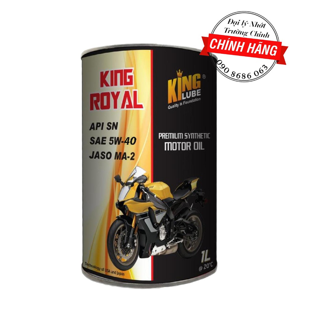 Nhớt King Royal Premium Synthetiục 5W40 dành cho xe số, tay côn