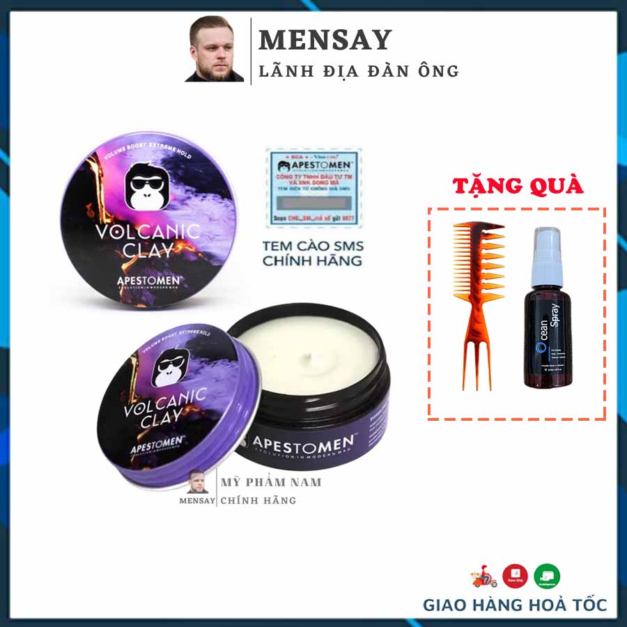 Sáp vuốt tóc Volcanic Clay ver 5, có tem SMS chính hãng, tặng kèm Pre-Styling và lược Trifecta