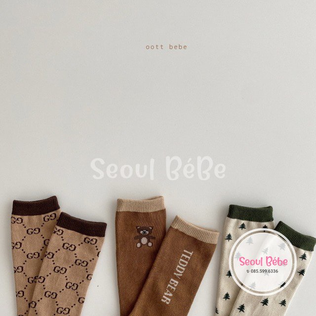 Tất cho bé Oottbebe Teddy Socks 0-9 tuổi made in Korea